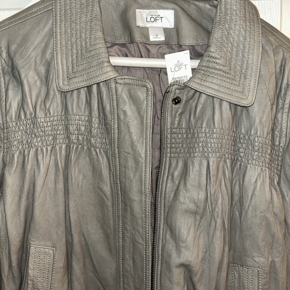Ann Taylor Loft Genuine Leather Gray Women's Jacket W8 Original MSRP $248 - Picture 2 of 9